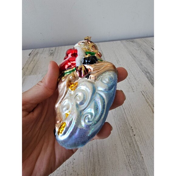 Vintage inge glas Santa reindeer glitter ornament glass claws tree - Picture 9 of 10